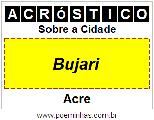 Acróstico Para Imprimir Sobre a Cidade Bujari