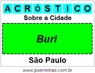 Acróstico Para Imprimir Sobre a Cidade Buri