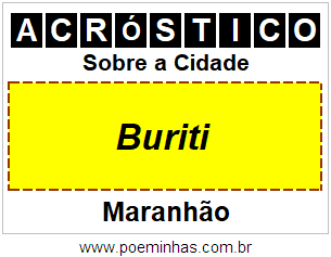 Acróstico Para Imprimir Sobre a Cidade Buriti