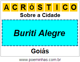 Acróstico Para Imprimir Sobre a Cidade Buriti Alegre