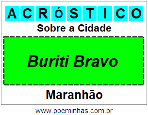 Acróstico Para Imprimir Sobre a Cidade Buriti Bravo