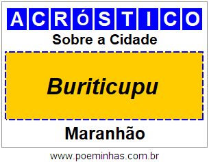 Acróstico Para Imprimir Sobre a Cidade Buriticupu