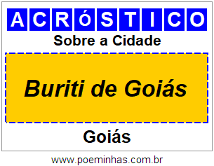 Acróstico Para Imprimir Sobre a Cidade Buriti de Goiás