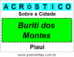 Acróstico Para Imprimir Sobre a Cidade Buriti dos Montes