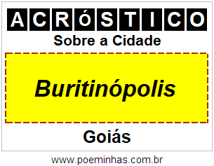 Acróstico Para Imprimir Sobre a Cidade Buritinópolis