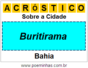 Acróstico Para Imprimir Sobre a Cidade Buritirama