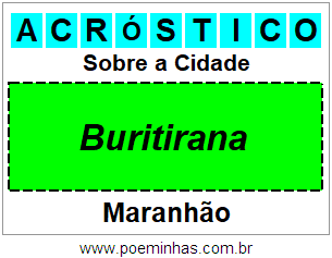 Acróstico Para Imprimir Sobre a Cidade Buritirana