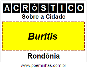 Acróstico Para Imprimir Sobre a Cidade Buritis