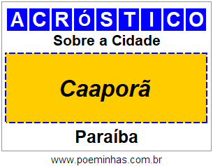 Acróstico Para Imprimir Sobre a Cidade Caaporã