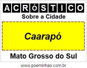 Acróstico Para Imprimir Sobre a Cidade Caarapó