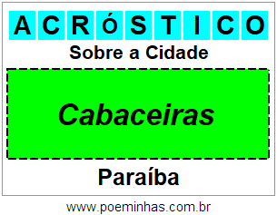 Acróstico Para Imprimir Sobre a Cidade Cabaceiras