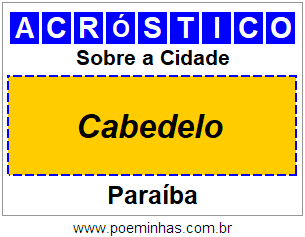 Acróstico Para Imprimir Sobre a Cidade Cabedelo