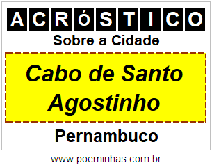 Acróstico Para Imprimir Sobre a Cidade Cabo de Santo Agostinho