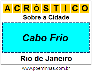 Acróstico Para Imprimir Sobre a Cidade Cabo Frio