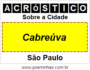 Acróstico Para Imprimir Sobre a Cidade Cabreúva