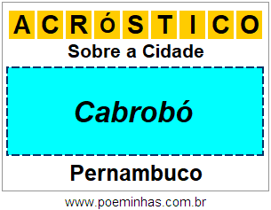 Acróstico Para Imprimir Sobre a Cidade Cabrobó