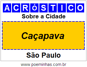 Acróstico Para Imprimir Sobre a Cidade Caçapava