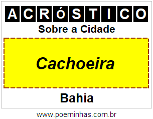 Acróstico Para Imprimir Sobre a Cidade Cachoeira