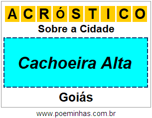 Acróstico Para Imprimir Sobre a Cidade Cachoeira Alta