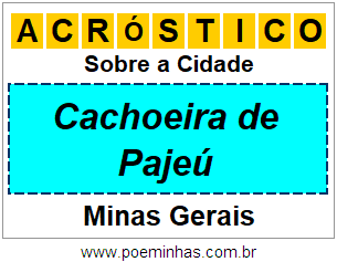 Acróstico Para Imprimir Sobre a Cidade Cachoeira de Pajeú