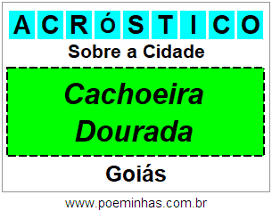Acróstico Para Imprimir Sobre a Cidade Cachoeira Dourada