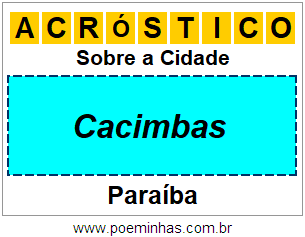 Acróstico Para Imprimir Sobre a Cidade Cacimbas