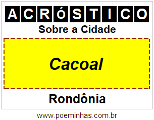 Acróstico Para Imprimir Sobre a Cidade Cacoal