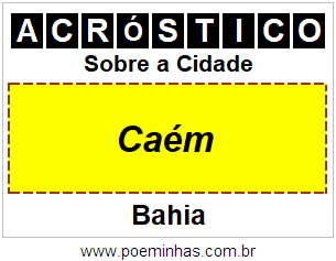 Acróstico Para Imprimir Sobre a Cidade Caém