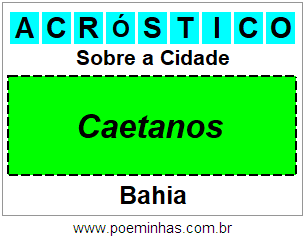 Acróstico Para Imprimir Sobre a Cidade Caetanos