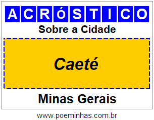 Acróstico Para Imprimir Sobre a Cidade Caeté