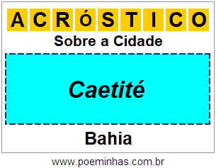 Acróstico Para Imprimir Sobre a Cidade Caetité