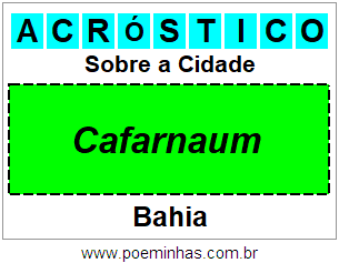 Acróstico Para Imprimir Sobre a Cidade Cafarnaum