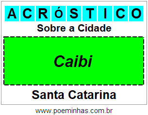 Acróstico Para Imprimir Sobre a Cidade Caibi