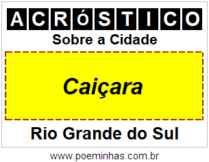 Acróstico Para Imprimir Sobre a Cidade Caiçara