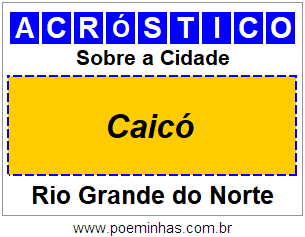 Acróstico Para Imprimir Sobre a Cidade Caicó