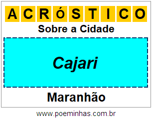 Acróstico Para Imprimir Sobre a Cidade Cajari