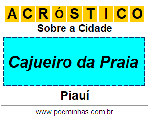 Acróstico Para Imprimir Sobre a Cidade Cajueiro da Praia