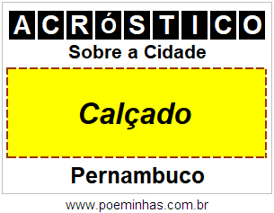 Acróstico Para Imprimir Sobre a Cidade Calçado