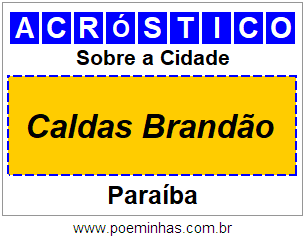 Acróstico Para Imprimir Sobre a Cidade Caldas Brandão