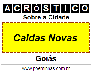 Acróstico Para Imprimir Sobre a Cidade Caldas Novas