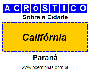 Acróstico Para Imprimir Sobre a Cidade Califórnia