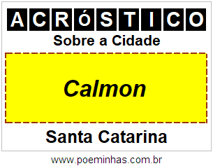 Acróstico Para Imprimir Sobre a Cidade Calmon