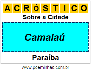 Acróstico Para Imprimir Sobre a Cidade Camalaú