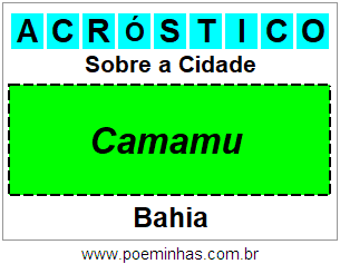 Acróstico Para Imprimir Sobre a Cidade Camamu