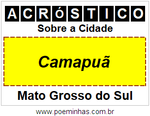 Acróstico Para Imprimir Sobre a Cidade Camapuã