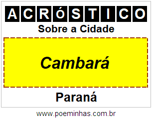 Acróstico Para Imprimir Sobre a Cidade Cambará