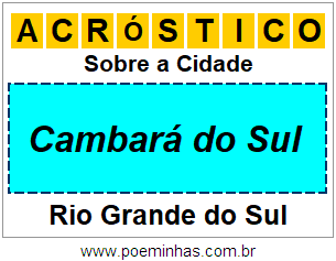 Acróstico Para Imprimir Sobre a Cidade Cambará do Sul