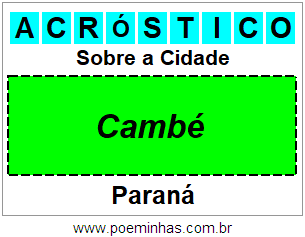 Acróstico Para Imprimir Sobre a Cidade Cambé