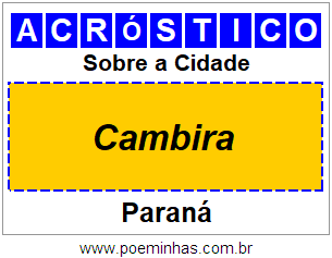 Acróstico Para Imprimir Sobre a Cidade Cambira