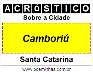 Acróstico Para Imprimir Sobre a Cidade Camboriú